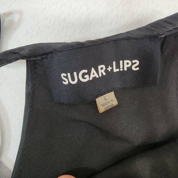 Sugar Lips Women's Size Large Black Maddie Halter Wide Leg Jumpsuit - Picture 9 of 12